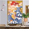 Surwin Noren Giapponese Tenda da Porta, Giapponese Noren Stile Artistico Divisorie Lunga Tappezzeria per Finestra Cucina Ristorante Negozio Doorway Decorazione (85x180cm,Onde Cloud)