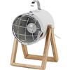 BRUBAKER Faretto da tavolo o da terra 'Industrial Design' - fino a 42 cm di altezza - base in legno - faretto in metallo bianco
