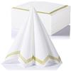 LEKOCH Tovagliolo Dinner Feel in Lino con Asciugamano monouso Decorativo| Asciugamani di Carta per Matrimoni Ristorante Feste in Cucina | 40 cm x 40 cm Confezione da 50 Pezzi (Bianco - Giallo)