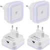 SOAIY 4 Pezzi Luce notturna led Luce Sensore di Movimento Luce da presa 3 Modalità ON/OFF/AUTO per bambini camera, bagno, soggiorno, corridoio, ecc