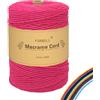 FORBELL Filato macramè, 3 mm x 300 m, filato di cotone premium, per fai da te (rosso rosa, 3 mm x 300 m)