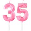 mciskin Candele rosa per 35° compleanno, candela 3D numero 35 per torta, decorazioni per 35° compleanno per donne uomini, candele decorazioni rosa Torta Topper per feste Suppie