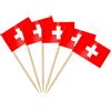 AhfuLife 100 pezzi Bandiera Stuzzicadenti Svizzera da Cocktail, Bandiere Stuzzicadenti Svizzera per Panini, Cibo, Tazze di Carta, Torte, Frutta, Forniture per Feste, Decorazioni Bar