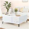 TJROO Tavolino Basso da Divano Tavolino da Salotto 80x80x36,5 cm Bianco Lucido