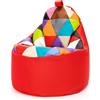 Ecopuf Yoko | Pouf a Sacco Patchwork Design | Puff Poltrona Sacco in Ecopelle per Interni Esterni | Pouf Poltrona con Maniglia | Poltrona a Sacco Relax Dim. 70X75 Cm