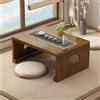 JIANCNGU Tavolino da tè cinese in bambù Tavolino da caffè pieghevole giapponese Tavolo da altare la meditazione Tavolo Tatami pieghevole portatile basso soggiorno,decorazione domestica (Noce, 60*40*30cm)