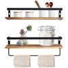 HuKaiL Mensola da parete, a 2 livelli, in legno, con porta asciugamani, per soggiorno, cucina, bagno e conservazione, 15,74 x 5,7 x 2,75 cm, GSW789