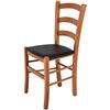 t m c s Tommychairs - Sedia modello Venice per cucina bar e sala da pranzo, robusta struttura in legno di faggio color ciliegio e seduta rivestita in pelle artificiale colore nero