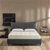 EVERGREENWEB MATERASSI & BEDS EVERGREENWEB Letto Matrimoniale con Box Contenitore, Materasso + Rete a Doghe in Legno 160x200 cm + Coppia Cuscini Memory, Elegante Testiera color Grigio Scuro, Tessuto Imbottito SFODERABILE Lavabile