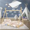 ML DESIGN modern living ML-Design Lettino per Bambini a Forma di Tenda Indiana con Rete a Doghe 70 x 140 cm Letto Tipi da Gioco in Legno di Pino Massiccio Naturale Stile Montessori con Materasso Sfoderabile in Schiuma Fredda