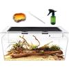 Reptile Growth reptile terrariumSet terrario per rettili PC, vasca per rettili 50 x 25 x20 cm, con schermo per porta scorrevole superiore Ventilazione per insetti, pesci, tarantole, paguri, ragni saltatori, iguane