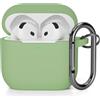 AOTUAO Compatibile con AirPods 4 Custodia Case Cover, Case Protettiva Antiurto Antiscivolo in Silicone per AirPods 4a Generazione (2024) (USB-C) Custodia con Moschettone, Avocado