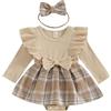 MAHUAOYIXI 2 Pezzi Elegante Tuta Bimba Tutine Neonato Femmina Pagliaccetto Estivo Vestito Abito in Pizzo Floreale Principessa Tutu Bodysuit Tulle Battesimo Jumpsuit + Fascia Bowknot Bambino (M2, 12-18 Months)