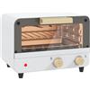 HOMCOM Fornetto Elettrico 12L con Timer e Temperatura Regolabile, in Acciaio e Plastica, 31.5x27.7x22.7 cm, Bianco e Oro