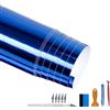NewL - Pellicola adesiva in vinile cromato lucido, senza bolle, fai da te, autoadesiva, per auto, blu, 30 x 300 cm