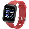 PUSOKEI Smart Watch (Promemoria chiamate/messaggi), 116 Plus Smartwatch da 1,3 Pollici per Uomo e Donna, Smartwatch Sportivo Impermeabile, con Notifiche Intelligenti, Conteggio Passi (rosso)