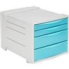Leitz Esselte Organizer / Cassettiera da Scrivania con 4 Cassetti per Riporre Fogli, Documenti e Penne, Utilizzabile a Casa e in Ufficio, Gamma Colour'Breeze, 281 mm x 244 mm x 365 mm - Blu