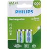 PHILIPS Batterie AAA - Batterie Ricaricabili HR03 - NiMH 1,2V - 500 Ricariche