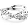 Swarovski Anello Twist, Taglio Round, Bianco, Placcato rodio