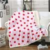 Loussiesd Coperta in pile sherpa con fragole rosa, graziosa stampa di frutta, coperta per bambini con fragole e strisce, coperta pelosa, in microfibra, decorazione per la stanza, per letto singolo,