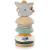 LILLIPUTIENS, Joe Piramide Impilabile in Legno e Stoffa, da 12 Mesi | Include 1 Base e 1 Testa in Legno, 2 Anelli in Stoffa e 3 Forme in Legno da Inserire, 8 x 8 x 18,8 cm