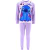 Disney Stitch Pigiama per Ragazze, T-Shirt e Pantaloni Lunghi Velluto 2 Pezzi Bambina, Pigiama in Morbida Pile Design Stitch, Taglia 8 Anni | Lila