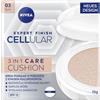 NIVEA Cellular Expert Finish 3 in 1 Cushion per la cura della pelle scura (15 g), trucco con ialuronico, booster di collagene e SPF 15, fondotinta idratante Cushion