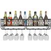 AcornFort® W-612 Metallo Nero Wall Appendiabiti da parete per vino Champagne calici in vetro Supporto portacali, 80 x 20 cm Contenere fino a 18 bottiglie di vino e 18 tazze di bicchieri