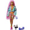 Barbie Extra Doll #10 in Floral-Print Jacket & Jogger Set with DJ Mouse Pet, Extra-Long Pink Braids, Layered Outfit & Accessories, Gift for Kids 3 Years+