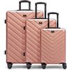 REDOLZ Essentials 07 Set di 3 valigie a guscio duro | Trolley da viaggio leggeri - materiale ABS di alta qualità | Donna/Uomo 4 ruote doppie e chiusura TSA