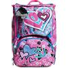 SJ GANG STYLE JAM GANG Zaino Scuola Estensibile - SJ Cuteled Girl Bambina - Rosa - Flip System diverse fantasie con cuore LED