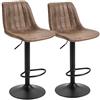 HOMCOM Set 2 Sgabelli da Bar in Stile Industriale con Schienale, Poggiapiedi e Altezza Regolabile, in Microfibra Marrone