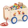 Dida - I Musicanti, Carretto Portagiochi in Legno con Corda e Ruote, Carrello Trainabile per Bambini, Contenitore Giochi e Peluche, Made in Italy, 50 x 34 x 33 cm