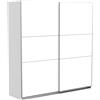 Demeyere 190003 Porta Scorrevole con Armadio Moderno, Colore: Bianco Opaco e Finiture in Metallo, 194.5 x 59.9 x 203 cm, Legno Ingegnerizzato, Grigio