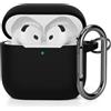 AOTUAO Compatibile con AirPods 4 Custodia Case Cover, Case Protettiva Antiurto Antiscivolo in Silicone per AirPods 4a Generazione (2024) (USB-C) Custodia con Moschettone, Nero