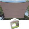 Perel Vela ombreggiante 3.6 x 3.6 m, quadrata per giardino e terrazza, poliestere idrorepellente 160 g/m2, protezione UV 90%, traspirante, taupe