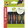 STABILO - Evidenziatore Ecosostenibile - GREEN BOSS | Astuccio da 4, Verde/Rosa/Arancione/Giallo