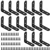 Glarks, 15 pezzi di supporti angolari da 50 mm a 90 gradi in acciaio inossidabile nero, giunto di supporto con 65 viti per mobili in legno (50 x 50 x 2 mm)