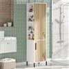 LBSIGN Colonna Bagno Multiuso Armadietto 45x36x174H Rovere E Bianco Vitale