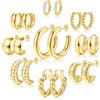 BodyBonita Orecchini a Cerchio per Donna - Orecchini Piccoli Placcato in Oro 14K Grossi Ipoallergenici Piercing Orecchio per Donna Spessi e Leggeri Huggie Gioielli