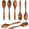 NQEUEPN 7pz Cucchiaini di Legno Piccoli, Cucchiaio da Miele Liscio da 14,5cm Cucchiaino da Tè in Legno Cucchiai da Portata per Cucinare Condimenti Cucchiai da Miele per Uso Quotidiano