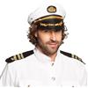 Boland 44372 - Cappello Capitano Jonah, Capitano, bianco-nero, decorazioni dorate, ancora, nave da sogno, marinaresco, marittimo, isola da sogno, carnevale, Halloween, festa in maschera, festa a tema, accessorio, costume