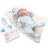 JC TOYS - Bambola La Newborn appena nata da 38 cm, con corpo morbido, include tutina, coperta morbida con cappuccio e 4 accessori, blu, progettata in Spagna da Berenguer, +2 anni