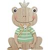 Glorex 6 1860 403 - Rana in Legno, Figura da appoggio con Camicia Verde, Circa 9,5 x 14 x 2 cm, Decorata con Fiore e Corona Scintillante