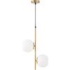 HOMCOM Lampada a Sospensione con 2 Paralumi in Vetro e Filo Regolabile, in Metallo, 32x15x51 cm, Bianca e Oro