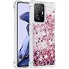KBIKO-zxl Cover per Xiaomi Mi 11T, Glitter Bling Liquido Custodia Sparkly TPU Silicone Protettivo Morbido Brillantini Quicksand Cellulare Cover Case per Xiaomi Mi 11T / 11T Pro.Rose Gold YBL