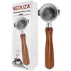 NEOUZA 51 mm Espresso Bottomless Portafilter per Delonghi ECP31.21 ECP33.21 ECP35.31 ECOV 311,304 Cibo Acciaio Inox, Manico in Palissandro, Con Coppa Filtro Cestino