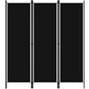 vidaXL Paravento a 3 Pannelli Divisorio Separè Pannello Byobu Pieghevole Schermo Separatore Ambienti Interni Protezione Privacy Nero 150x180 cm
