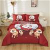 HMtideby Copripiumino Natalizio King Size 240x220cm, Set Biancheria da Letto Copripiumino Natalizio Modello Satus, Copripiumino Rosso per Decorazioni di Capodanno