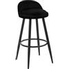 WOLTU Sgabello Cucina, Sgabello da Bar con Schienale e Poggiapiedi, Sgabello in Velluto, Struttura in Metallo, Nero, BH296sz-1